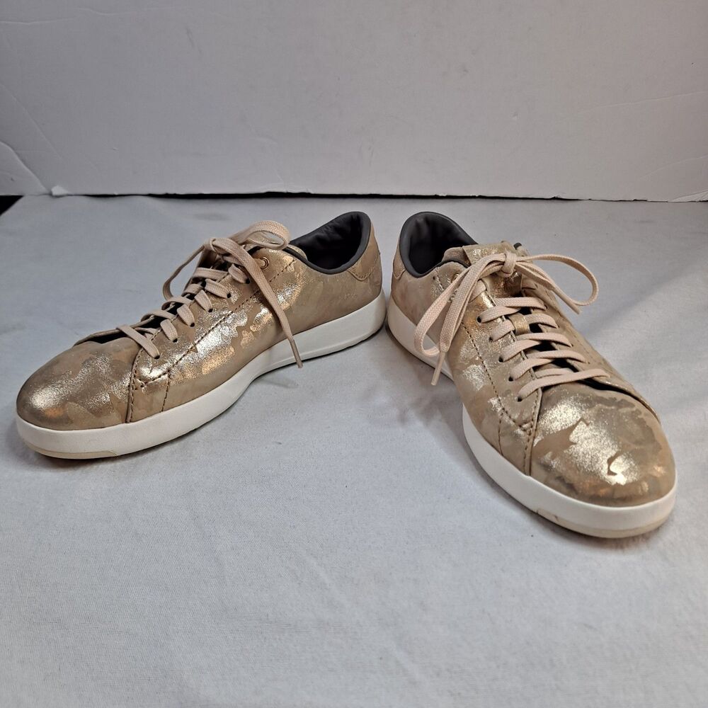 Cole Haan Grandpro Sneakers Women's Sz 9B Gold Camo Suede